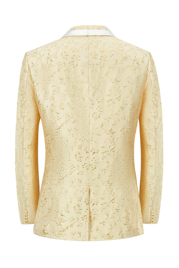 Champagne Sjal Revers One Button Jacquard mænds galladragter